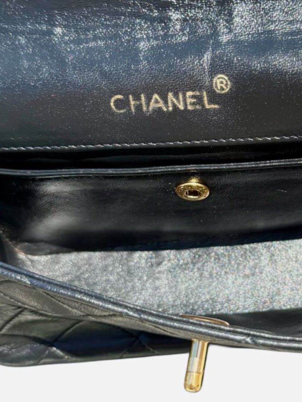 Vintage Chanel Black Lambskin Mini Single Flap Handbag - Picture 9 of 13